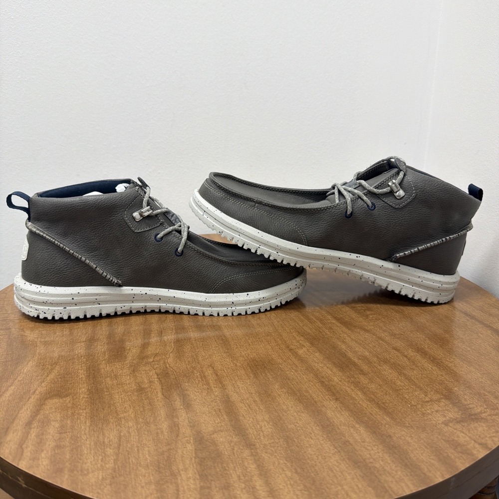 Hey Dude Bradley Chukka Classic Comfort Easy On Boots Men's 12 Gray Leather - Picture 5 of 10